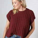 Sabyn Textured Boxy Sweater Top - Wine - FINAL SALE