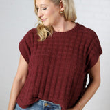 Sabyn Textured Boxy Sweater Top - Wine