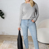 Saffron Hacci Brushed Knit Top - Charcoal