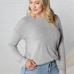 Saffron Hacci Brushed Knit Top - Charcoal