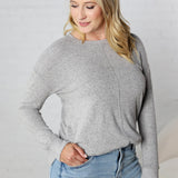 Saffron Hacci Brushed Knit Top - Charcoal