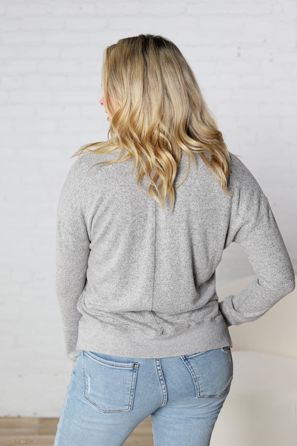 Saffron Hacci Brushed Knit Top - Charcoal - FINAL SALE