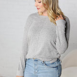 Saffron Hacci Brushed Knit Top - Charcoal - FINAL SALE