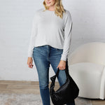 Saffron Hacci Brushed Knit Top - H. Grey