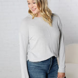 Saffron Hacci Brushed Knit Top - H. Grey