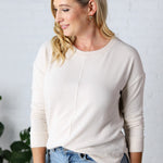 Saffron Hacci Brushed Knit Top - Oatmeal