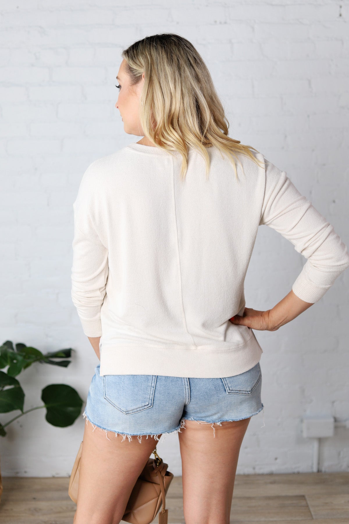 Saffron Hacci Brushed Knit Top - Oatmeal