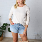 Saffron Hacci Brushed Knit Top - Oatmeal - FINAL SALE