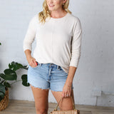 Saffron Hacci Brushed Knit Top - Oatmeal - FINAL SALE