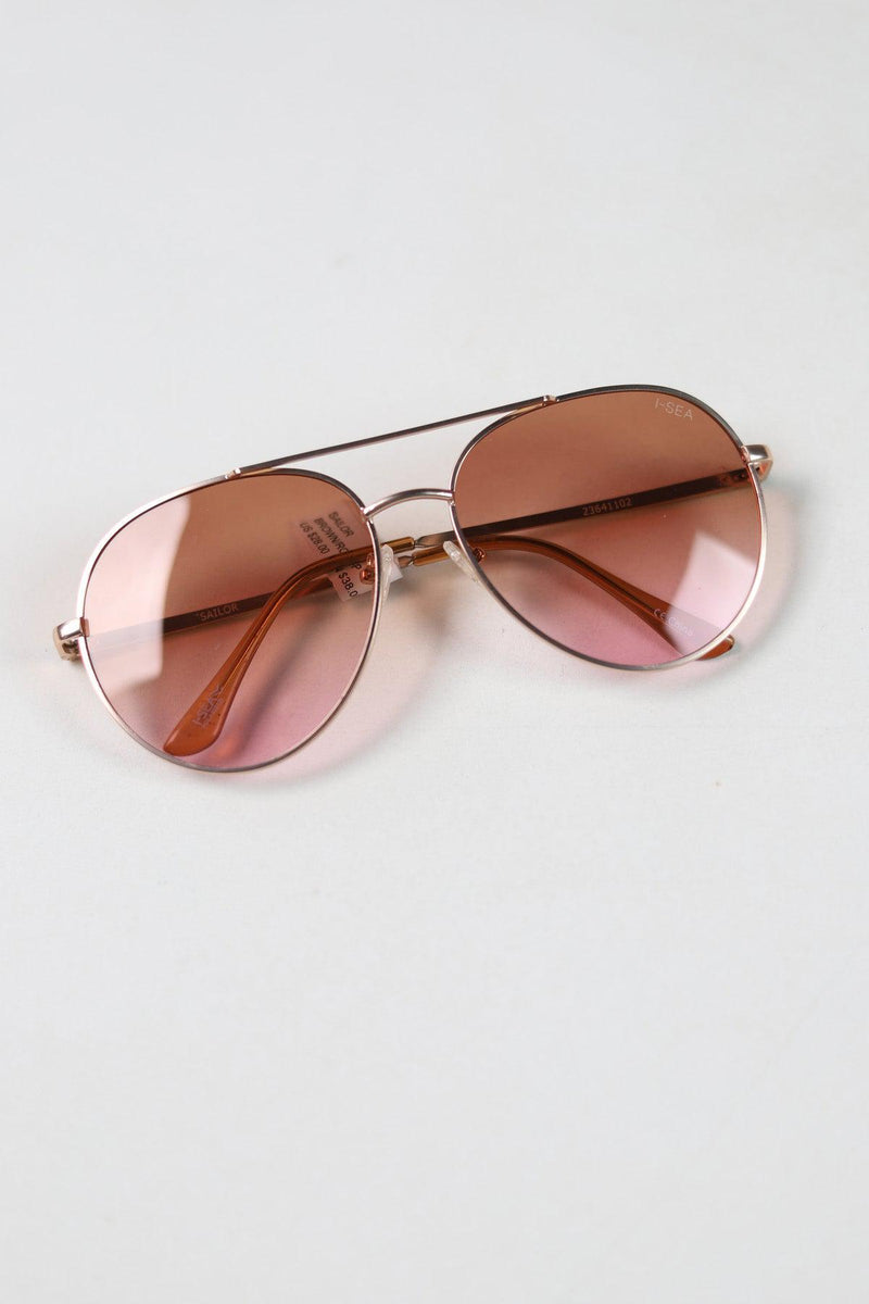 Sailor Sunglasses - Gold/Brown Rose Polarized Lens by I-SEA