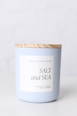 Salt and Sea 15 oz Soy Candle - Matte Blue