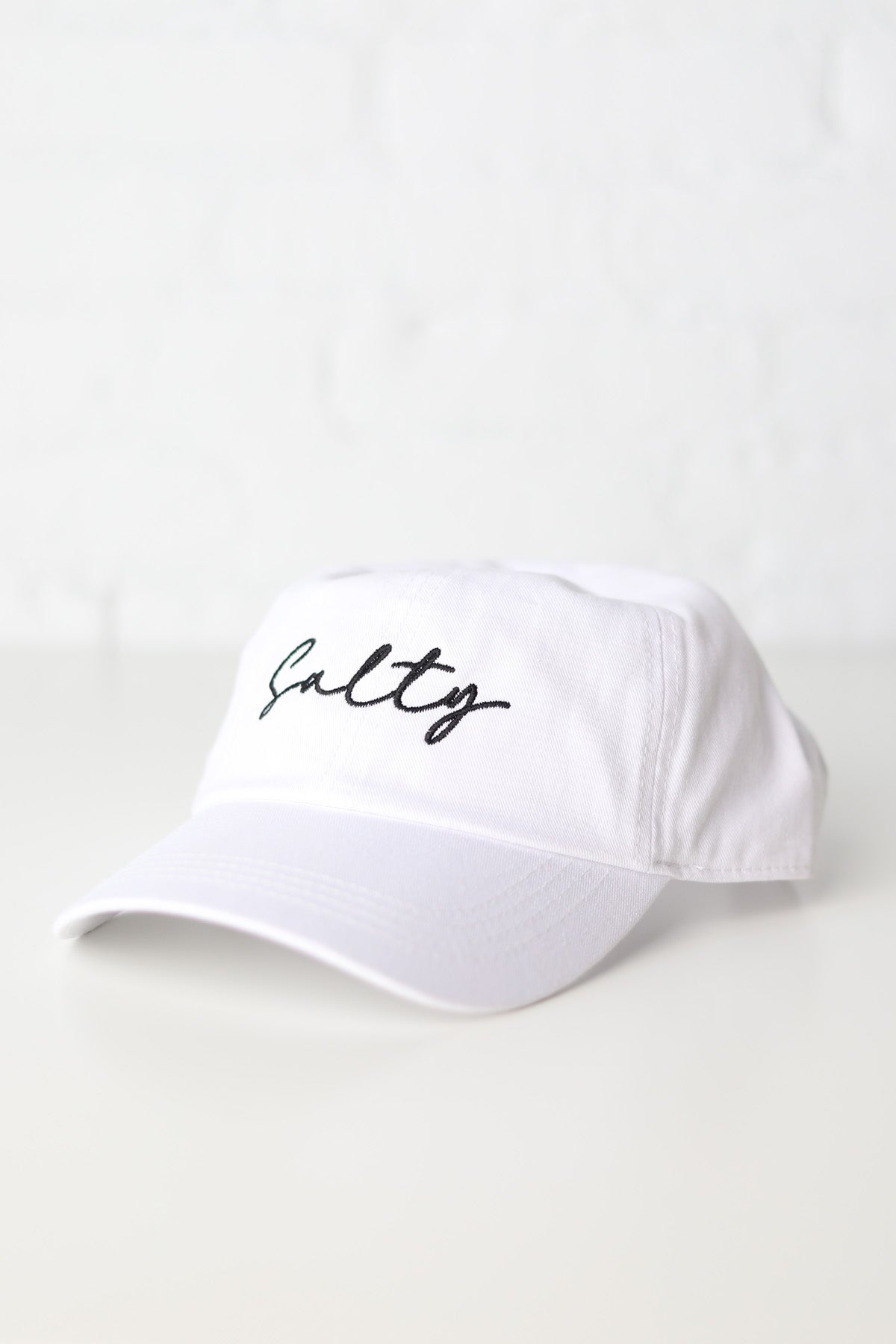 Salty Embroidered Baseball Cap - White