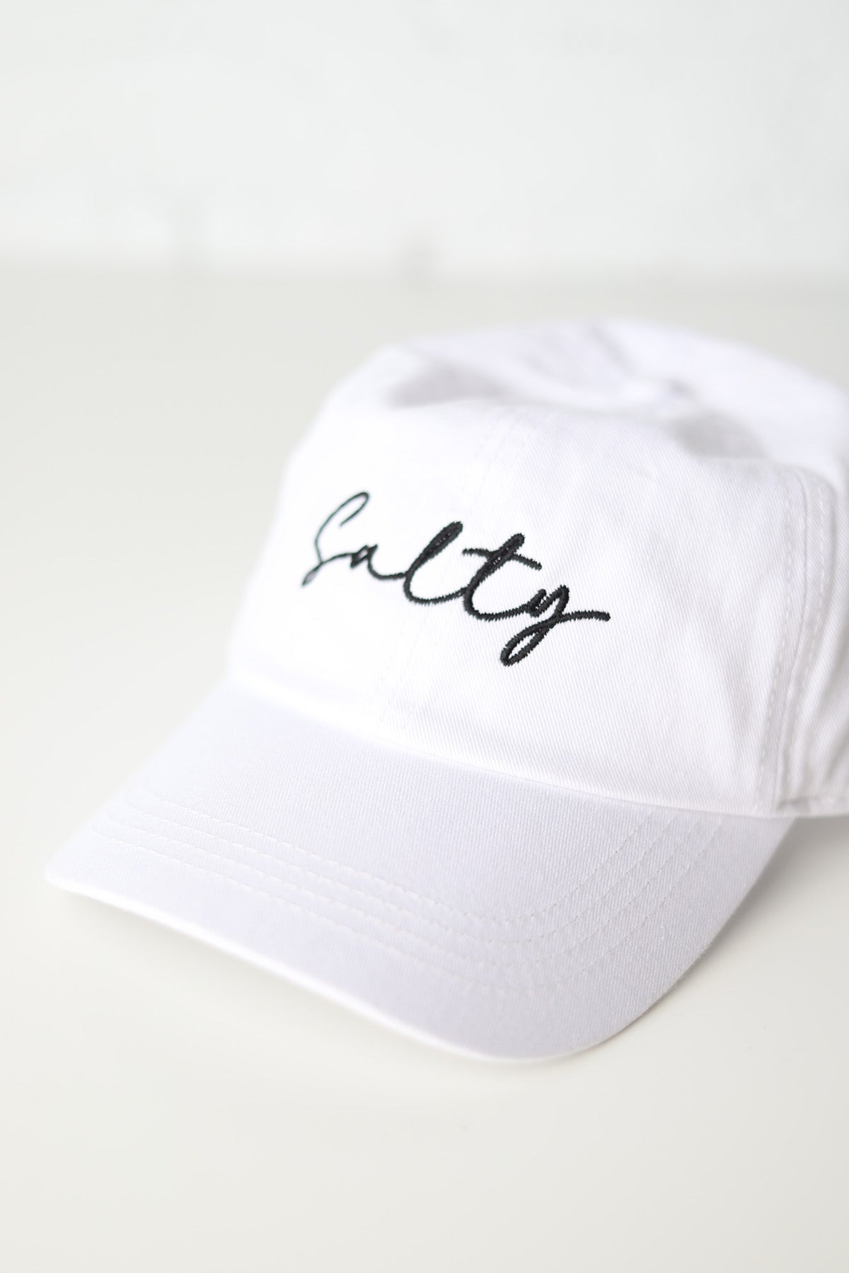 Salty Embroidered Baseball Cap - White