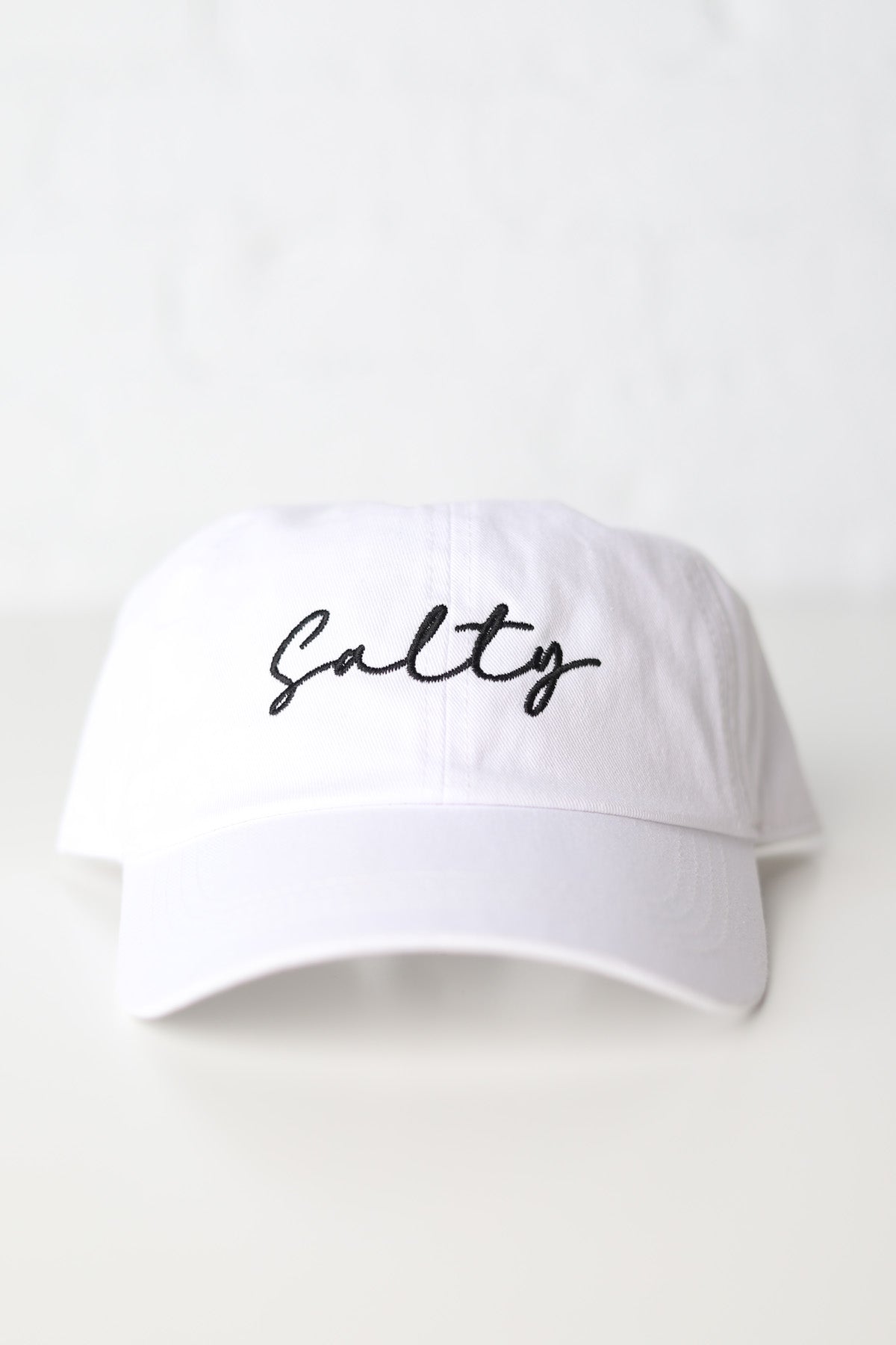 Salty Embroidered Baseball Cap - White