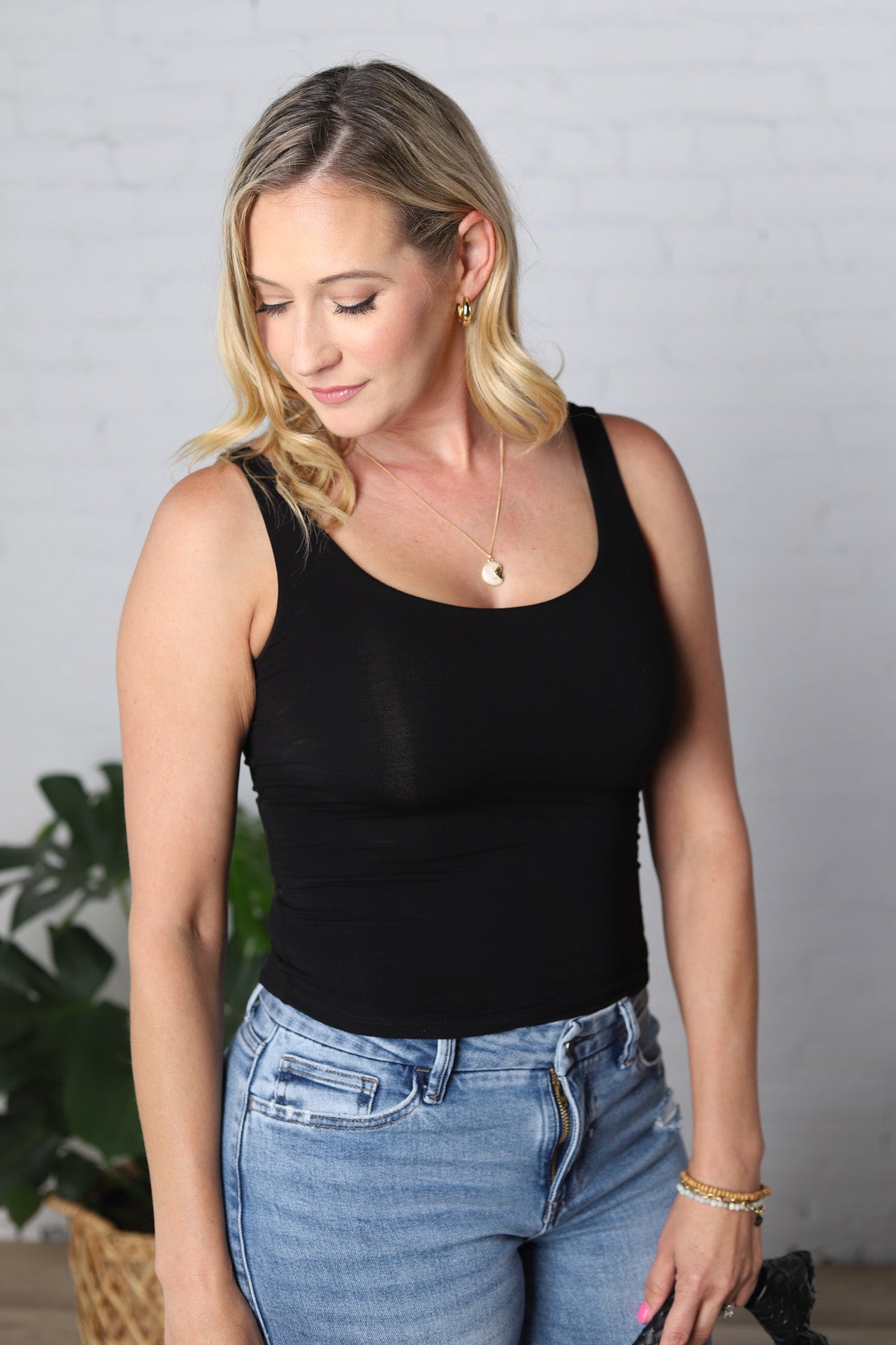 Sandrine Basic Scoop Neck Tank - Black - FINAL SALE