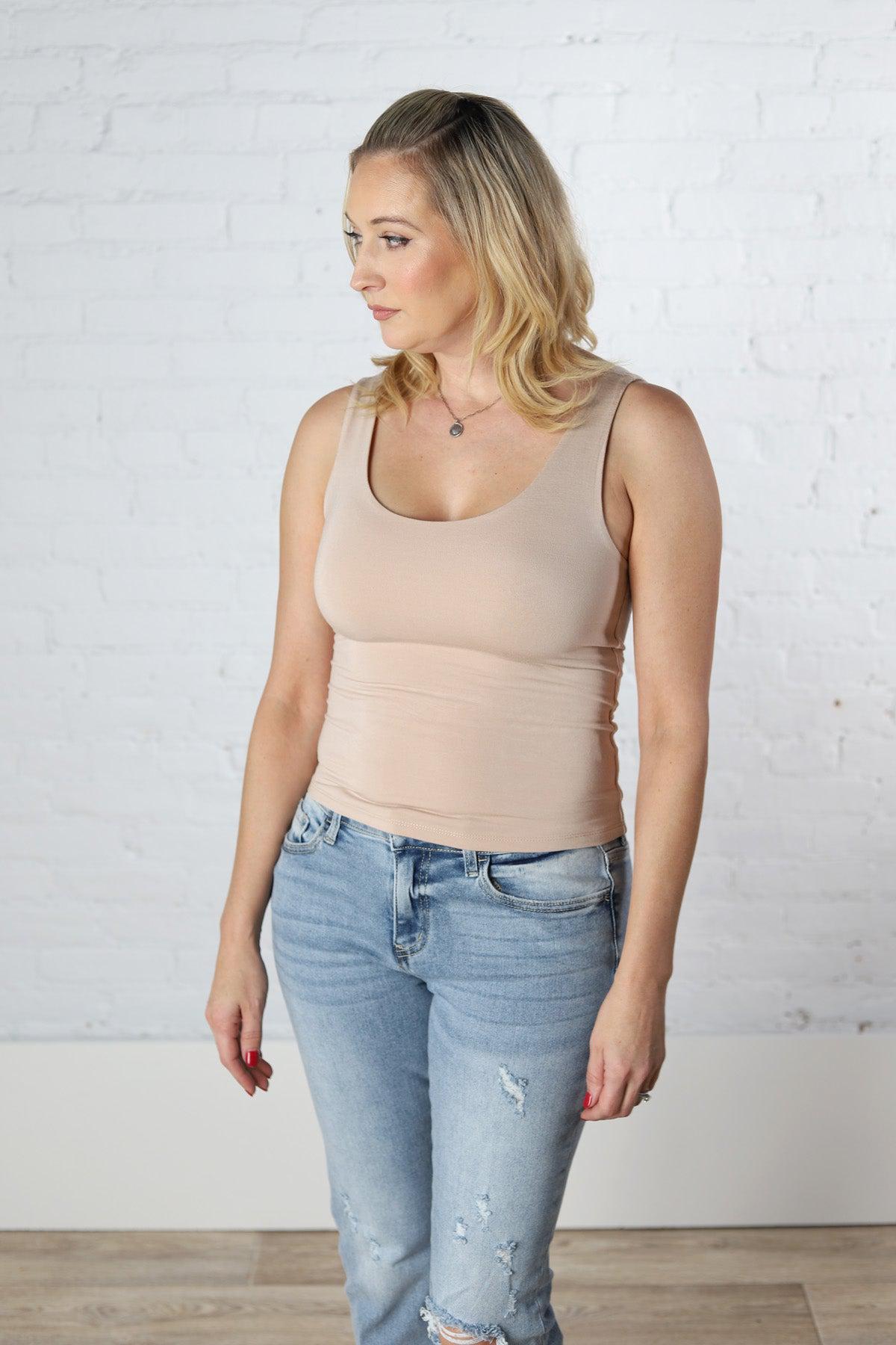 Sandrine Basic Scoop Neck Tank - Lt. Taupe - FINAL SALE