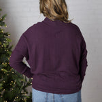 Saryn Ribbed Dolman Sleeve Brushed Knit Top - Eggplant FINAL SALE