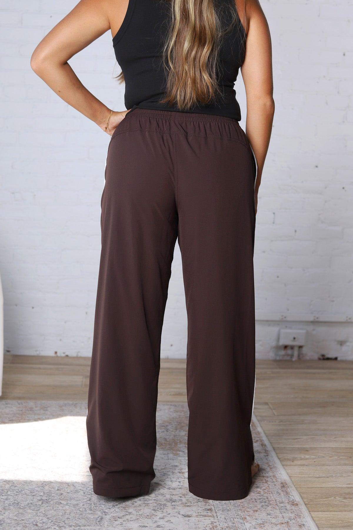 Savannah Finish Line Track Pants - Coffee Bean