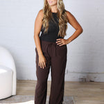 Savannah Finish Line Track Pants - Coffee Bean