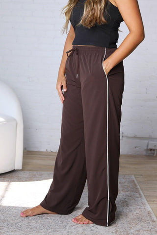 Savannah Finish Line Track Pants - Coffee Bean