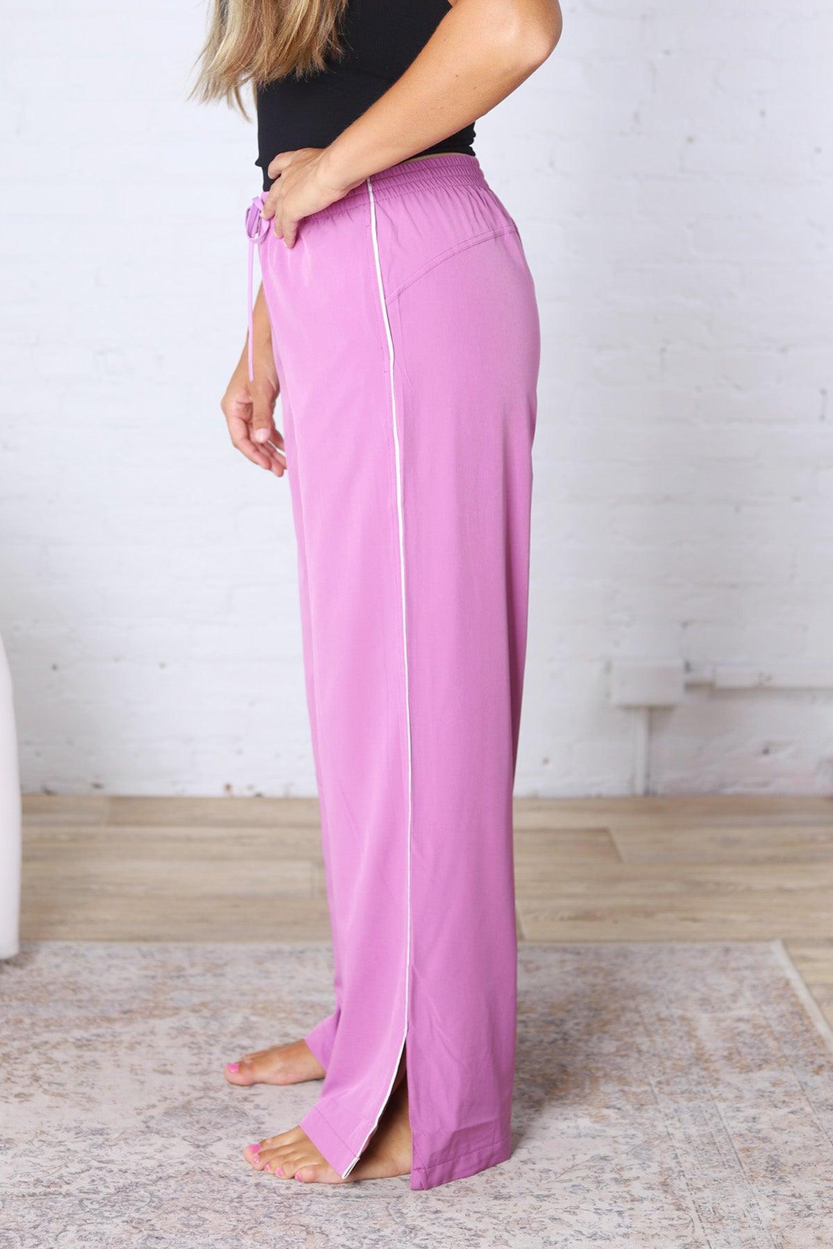 Savannah Finish Line Track Pants - Mulberry