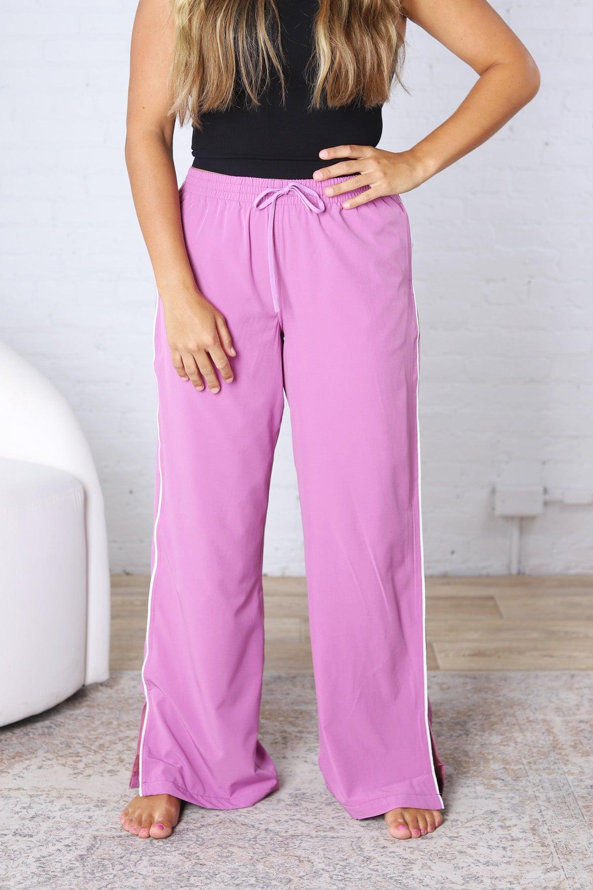 Savannah Finish Line Track Pants - Mulberry