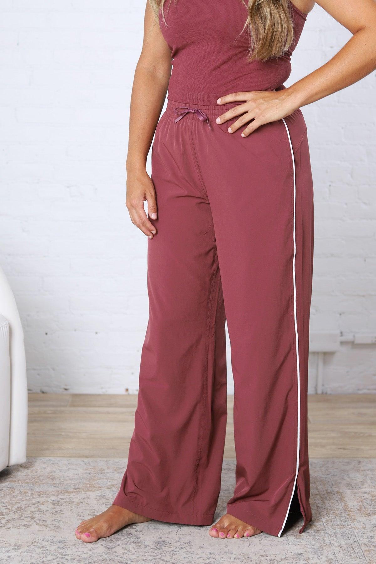 Savannah Finish Line Track Pants - Rosewood