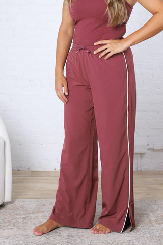 Savannah Finish Line Track Pants - Rosewood