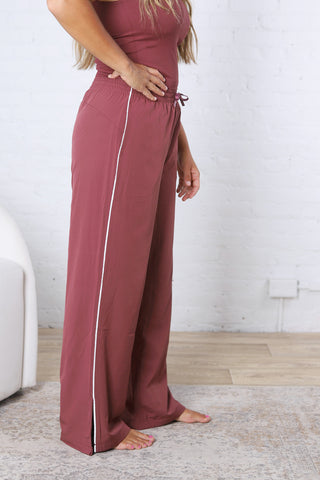 Savannah Finish Line Track Pants - Rosewood