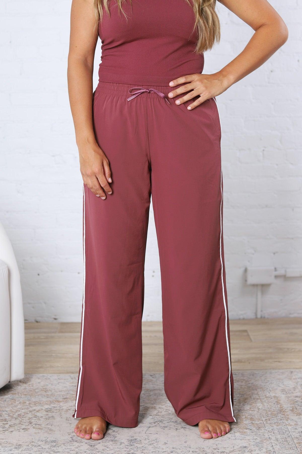 Savannah Finish Line Track Pants - Rosewood