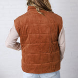 Saylor Quilted Corduroy Puffer Vest - Camel