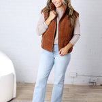 Saylor Quilted Corduroy Puffer Vest - Camel - FINAL SALE