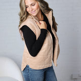 Saylor Quilted Corduroy Puffer Vest - Latte