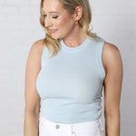 Scarlett Sleeveless Rib Knit Top - Chambray - FINAL SALE