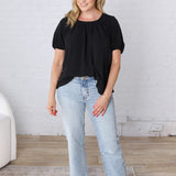 Selene Blouse with Ruffled Detailing - Black