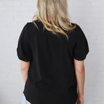 Selene Blouse with Ruffled Detailing - Black