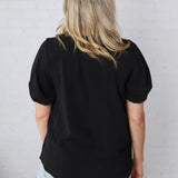 Selene Blouse with Ruffled Detailing - Black