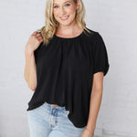 Selene Blouse with Ruffled Detailing - Black