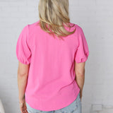 Selene Blouse with Ruffled Detailing - Pink