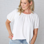 Selene Blouse with Ruffled Detailing - White