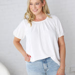 Selene Blouse with Ruffled Detailing - White