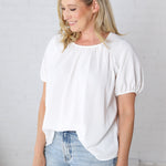 Selene Blouse with Ruffled Detailing - White