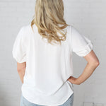 Selene Blouse with Ruffled Detailing - White