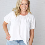 Selene Blouse with Ruffled Detailing - White