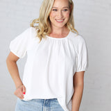 Selene Blouse with Ruffled Detailing - White