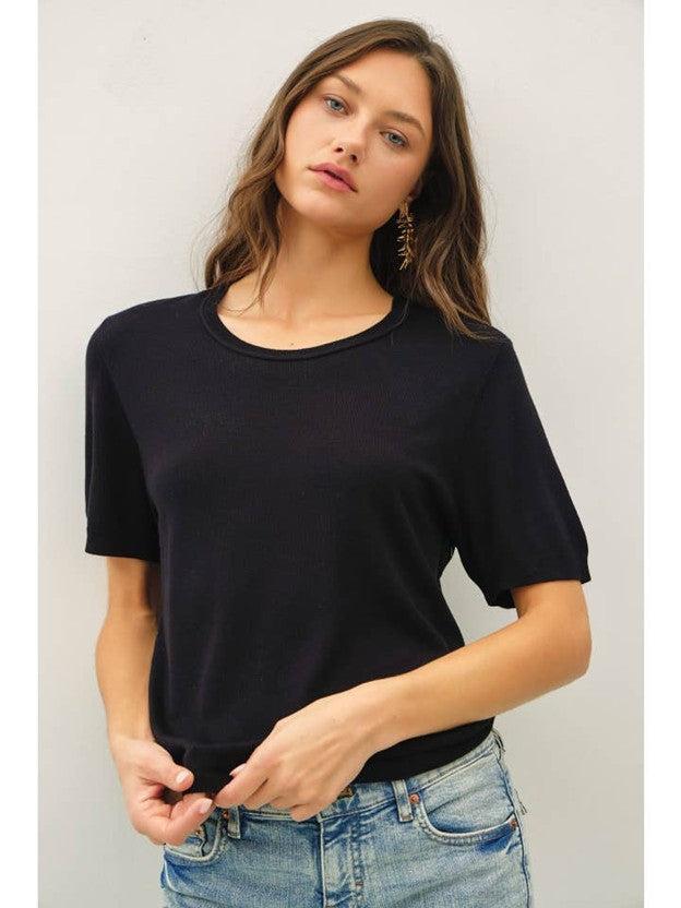 Selma Loose Fit S/S Sweater - Black