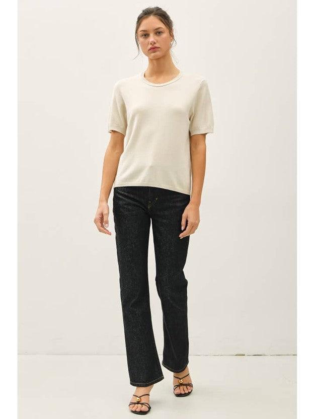 Selma Loose Fit S/S Sweater - Natural FINAL SALE