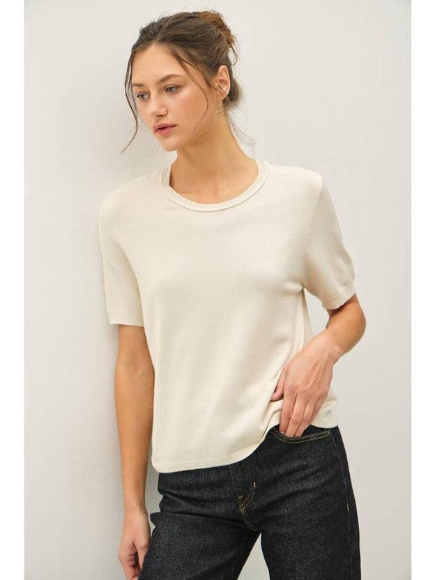 Selma Loose Fit S/S Sweater - Natural FINAL SALE