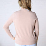 Selyn Ribbed Trim Mock Neck Top - Latte