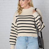 Seraphina Mock Neck Ribbed Sweater - Khaki